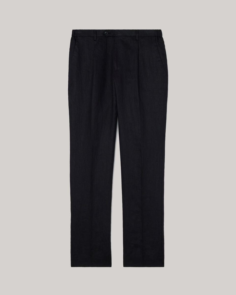 Relaxed Tailored Linen Pant, Black, hi-res